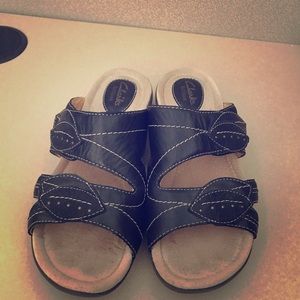 Clarks Dark Brown Leather Sandals